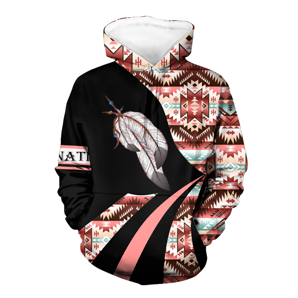 HD0012660 Indian Feather Pattern Native American Pride 3D Hoodie