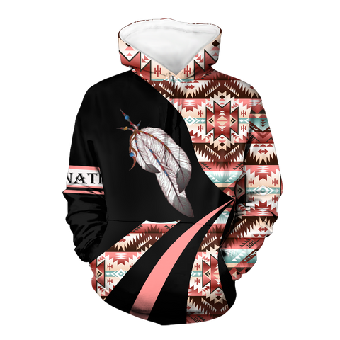 HD0012660 Indian Feather Pattern Native American Pride 3D Hoodie