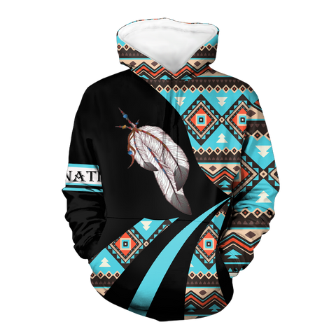 HD0012661 Indian Feather Pattern Native American Pride 3D Hoodie