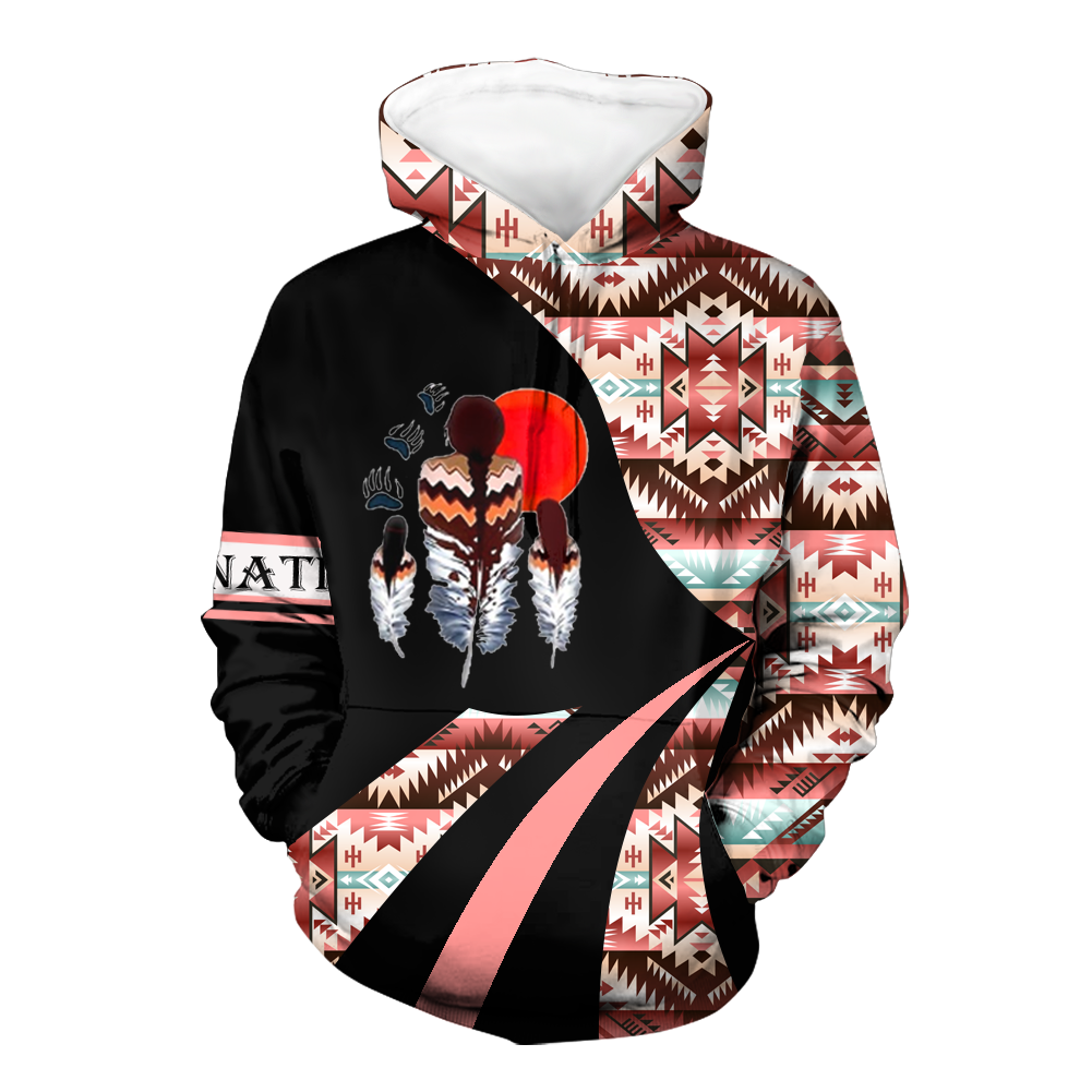 HD0012663 Indian Feather Pattern Native American Pride 3D Hoodie