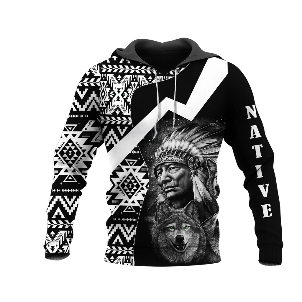 HD0012672 Chief Pattern Native American Pride 3D Hoodie