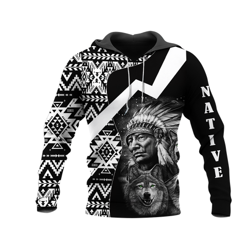 HD0012672 Chief Pattern Native American Pride 3D Hoodie