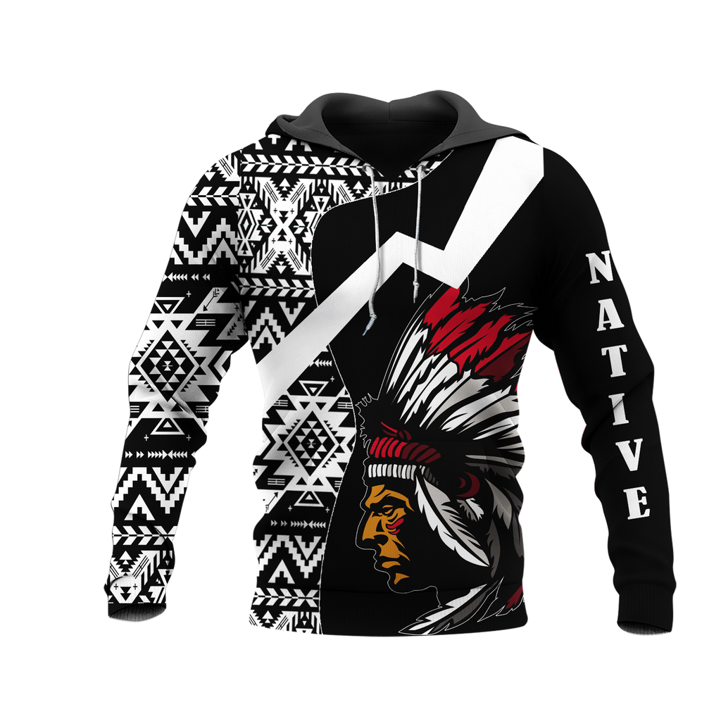 HD0012673 Chief Pattern Native American Pride 3D Hoodie