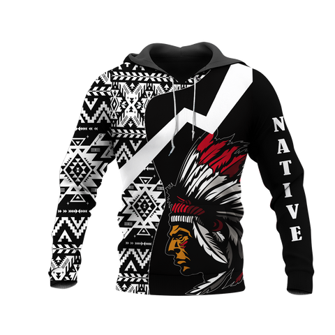 HD0012673 Chief Pattern Native American Pride 3D Hoodie