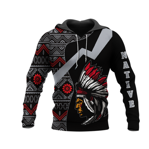 HD0012675 Chief Pattern Native American Pride 3D Hoodie