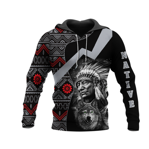 HD0012676 Chief Pattern Native American Pride 3D Hoodie