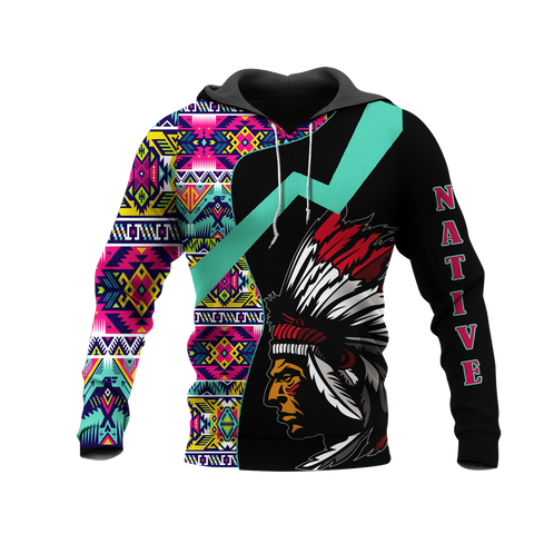 HD0012678 Chief Pattern Native American Pride 3D Hoodie