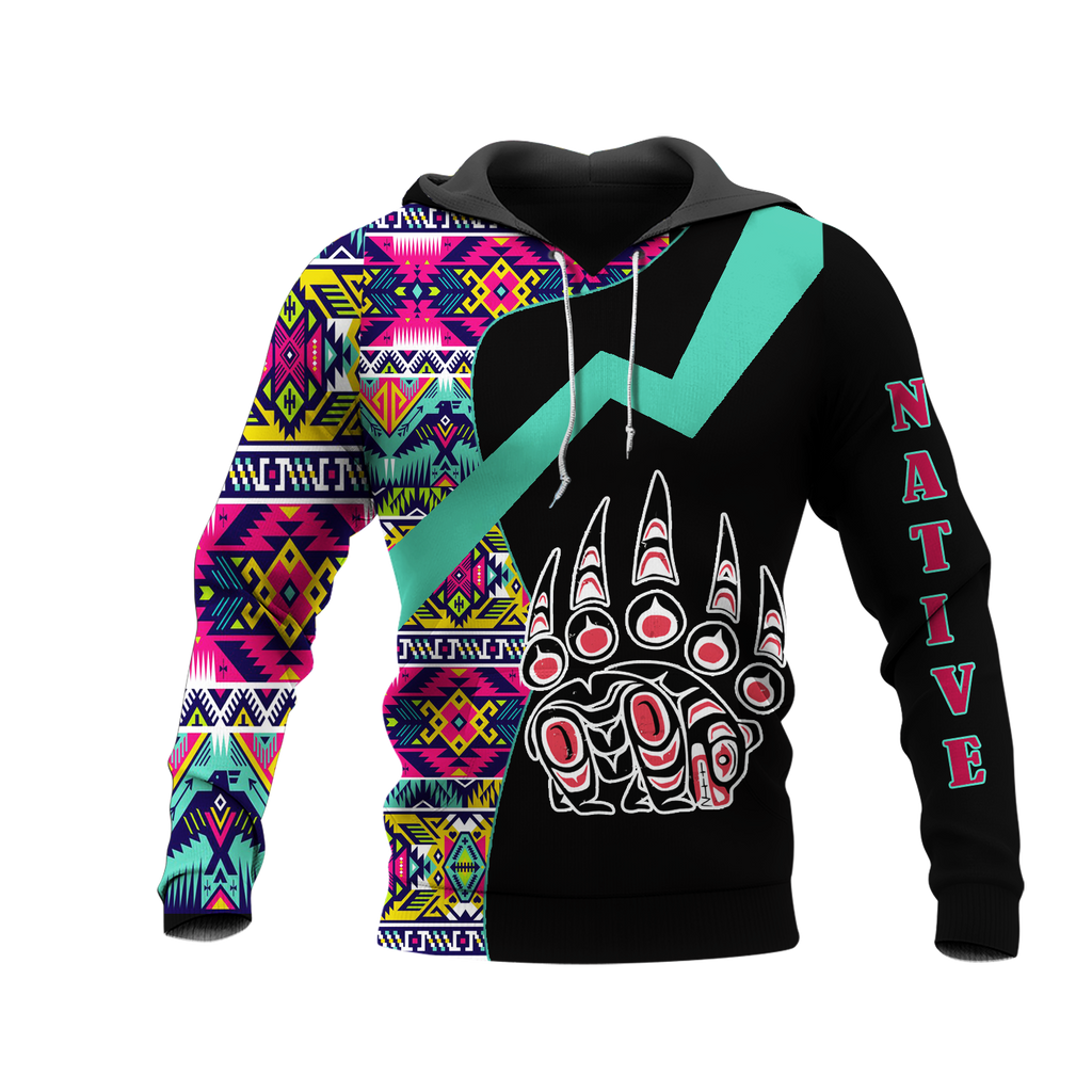 HD0012681 Tribal Bear  Pattern Native American Pride 3D Hoodie