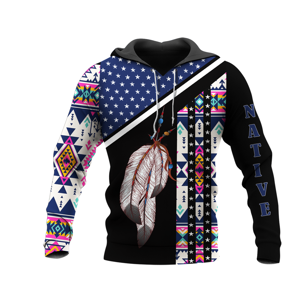 HD0012697  Indian Feather Native American Pride 3D Hoodie