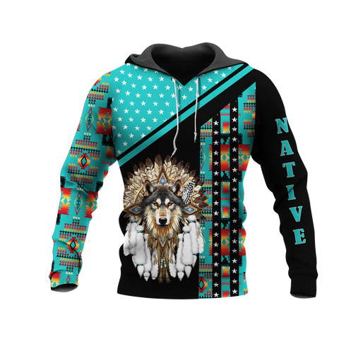 HD0012701 Wolf Native American Pride 3D Hoodie