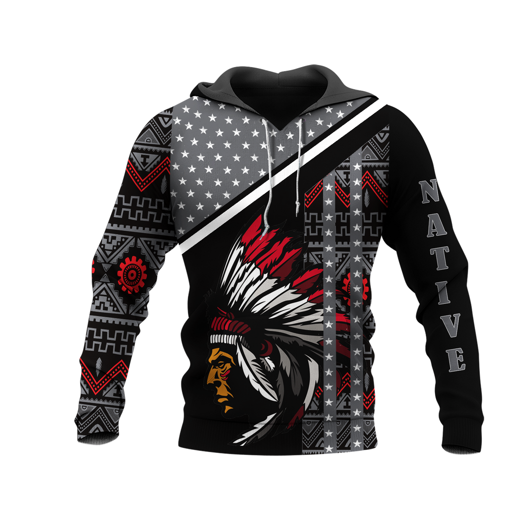 HD0012712 Chief Pattern Native American Pride 3D Hoodie