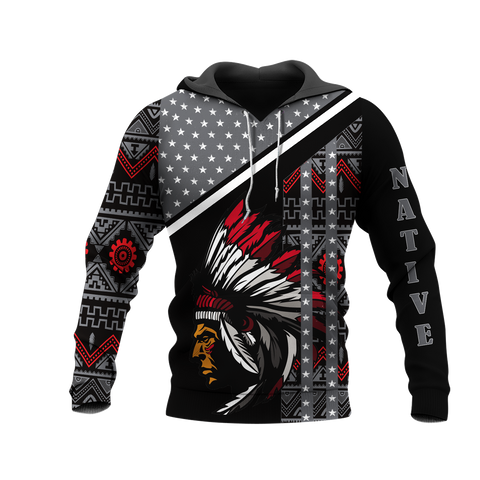 HD0012712 Chief Pattern Native American Pride 3D Hoodie