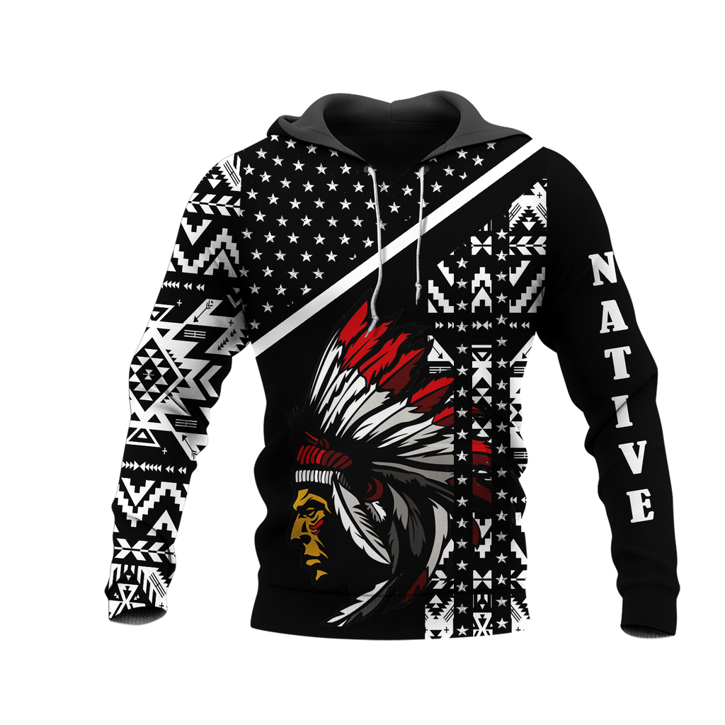 HD0012714 Chief Pattern Native American Pride 3D Hoodie