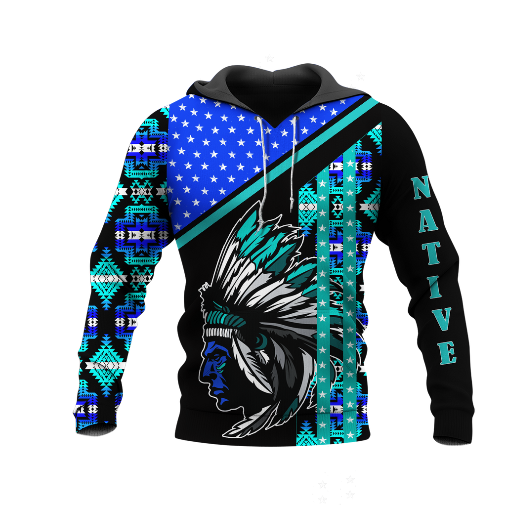 HD0012715 Chief Pattern Native American Pride 3D Hoodie