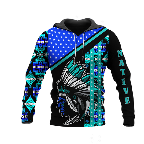 HD0012715 Chief Pattern Native American Pride 3D Hoodie