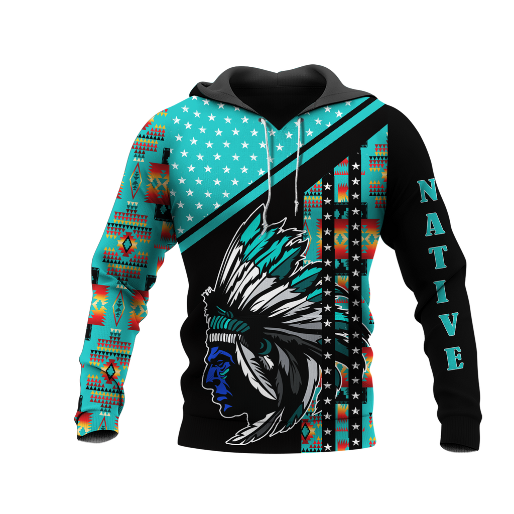 HD0012716 Chief Pattern Native American Pride 3D Hoodie