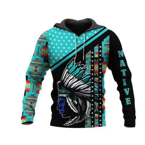 HD0012716 Chief Pattern Native American Pride 3D Hoodie