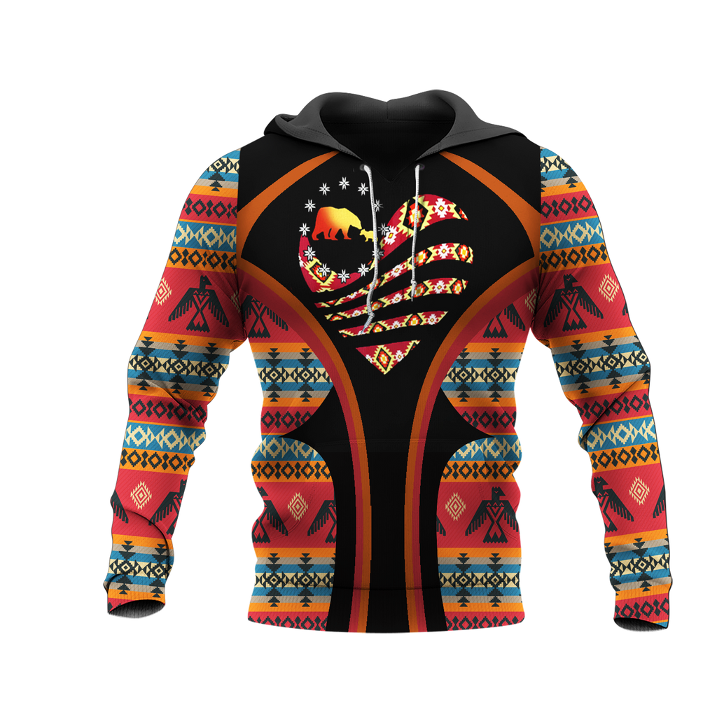 HD0012802 Bear Symbol Native American Pride 3D Hoodie