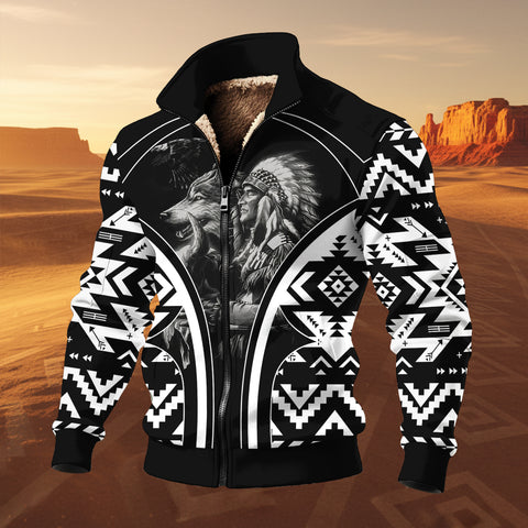 HD0012812 Chief Native American Thick Knit Fleece Jacket