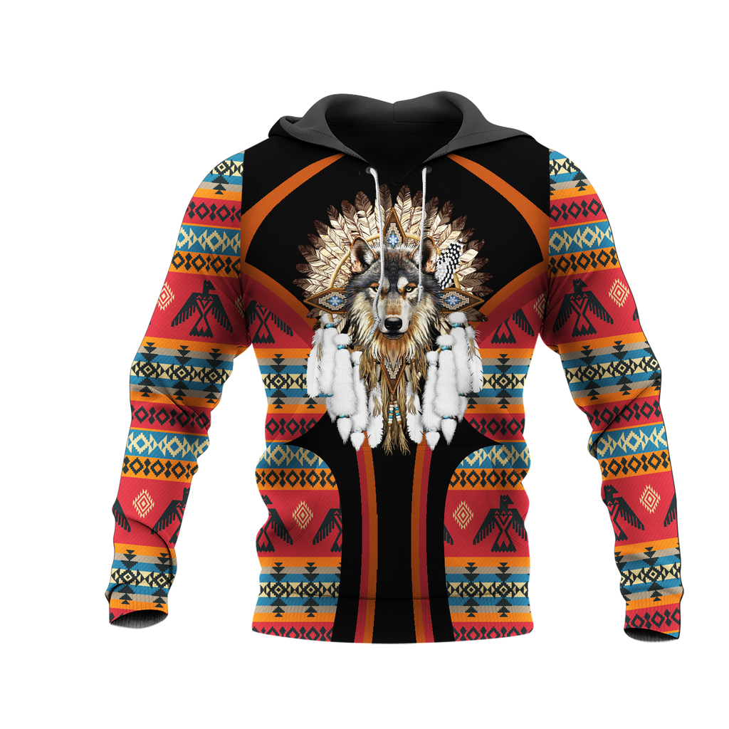 HD0012814 Wolf Native American Pride 3D Hoodie