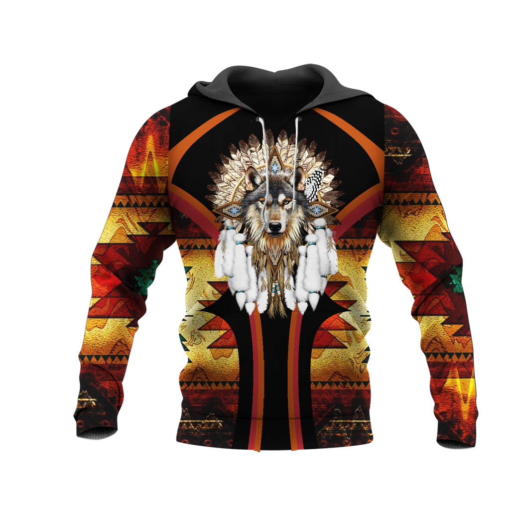 HD0012815 Wolf Native American Pride 3D Hoodie