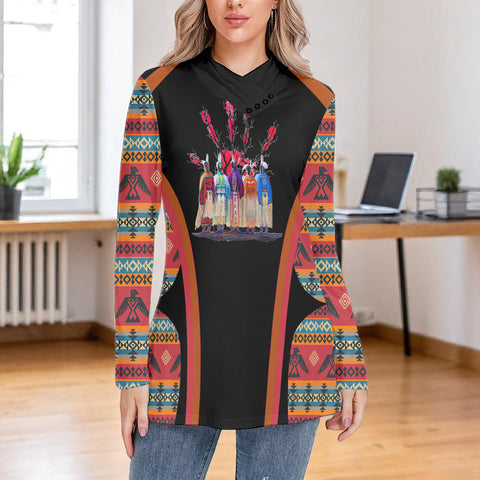 HD0012820 Native American Long Sleeve Heap-Neck Blouse