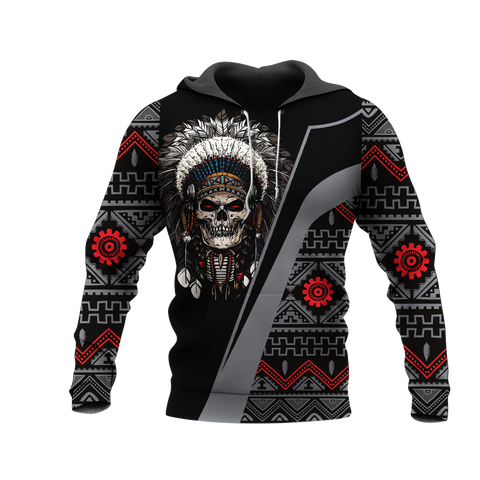 HD0012834 Skull Feather  Native American Pride 3D Hoodie