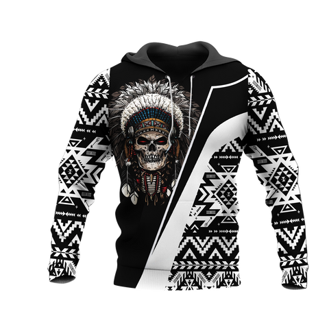 HD0012835 Skull Feather  Native American Pride 3D Hoodie