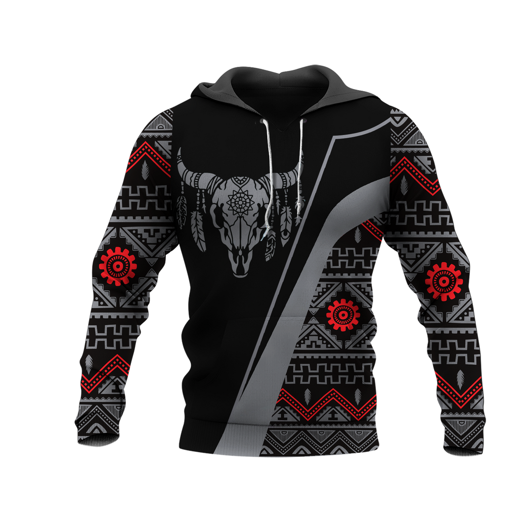 HD0012836 Skull Feather  Native American Pride 3D Hoodie