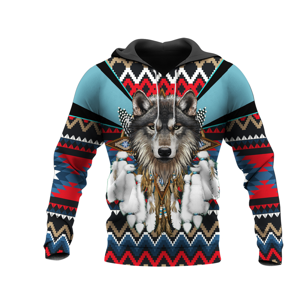 HD0012849 Wolf Native American Pride 3D Hoodie