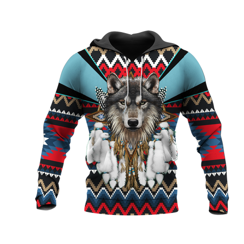 HD0012849 Wolf Native American Pride 3D Hoodie