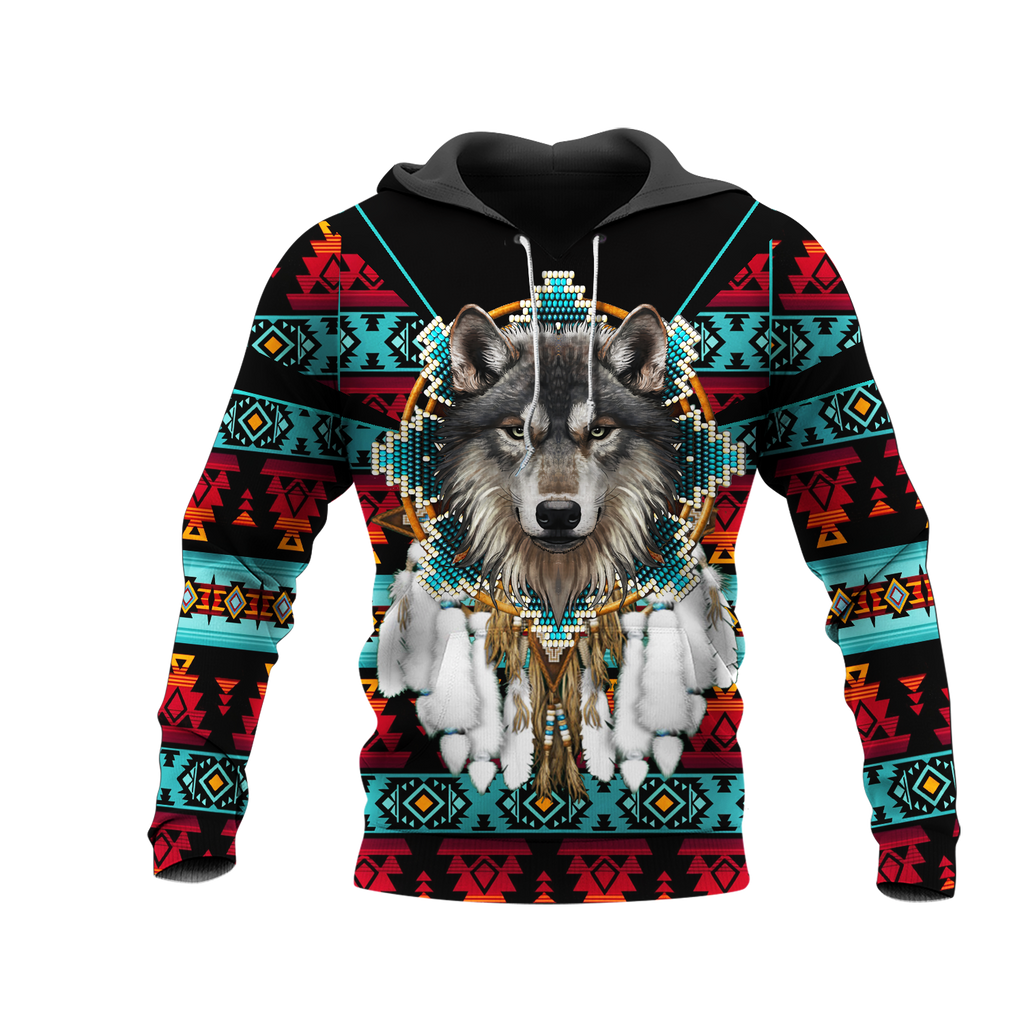 HD0012850 Wolf Native American Pride 3D Hoodie