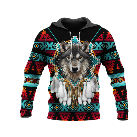 HD0012850 Wolf Native American Pride 3D Hoodie