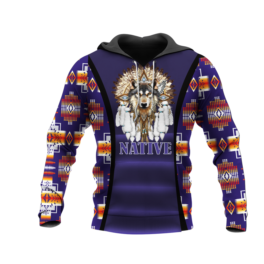 HD0012886 Wolf Native American Pride 3D Hoodie