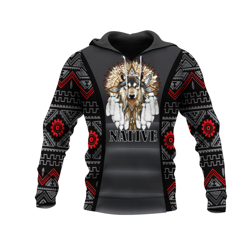 HD0012887 Wolf Native American Pride 3D Hoodie