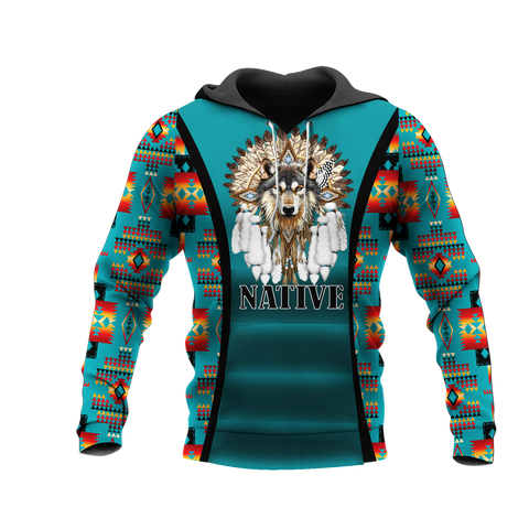 HD0012888 Wolf Native American Pride 3D Hoodie