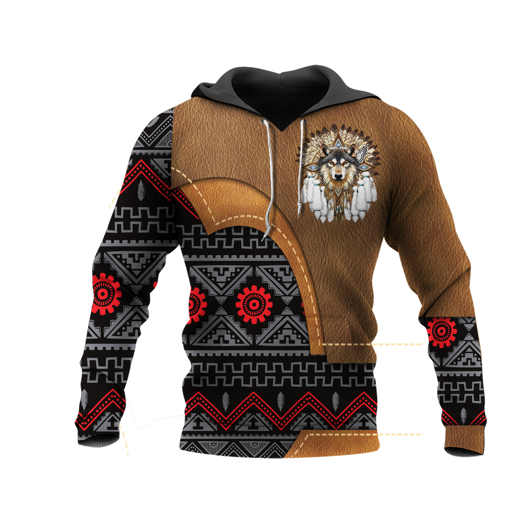 HD0012899 Wolf Native American Pride 3D Hoodie