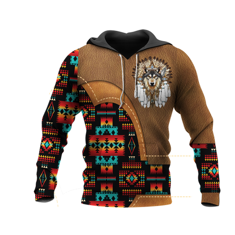 HD0012900 Wolf Native American Pride 3D Hoodie