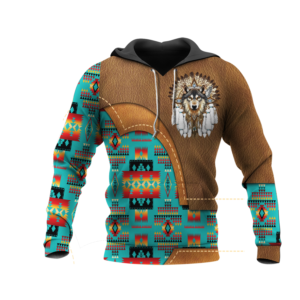 HD0012901 Wolf Native American Pride 3D Hoodie