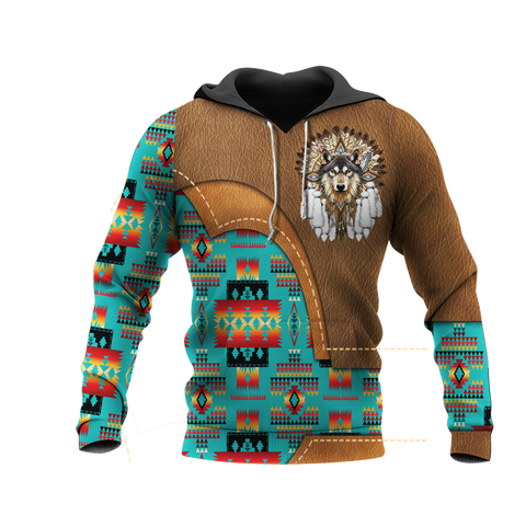 HD0012901 Wolf Native American Pride 3D Hoodie