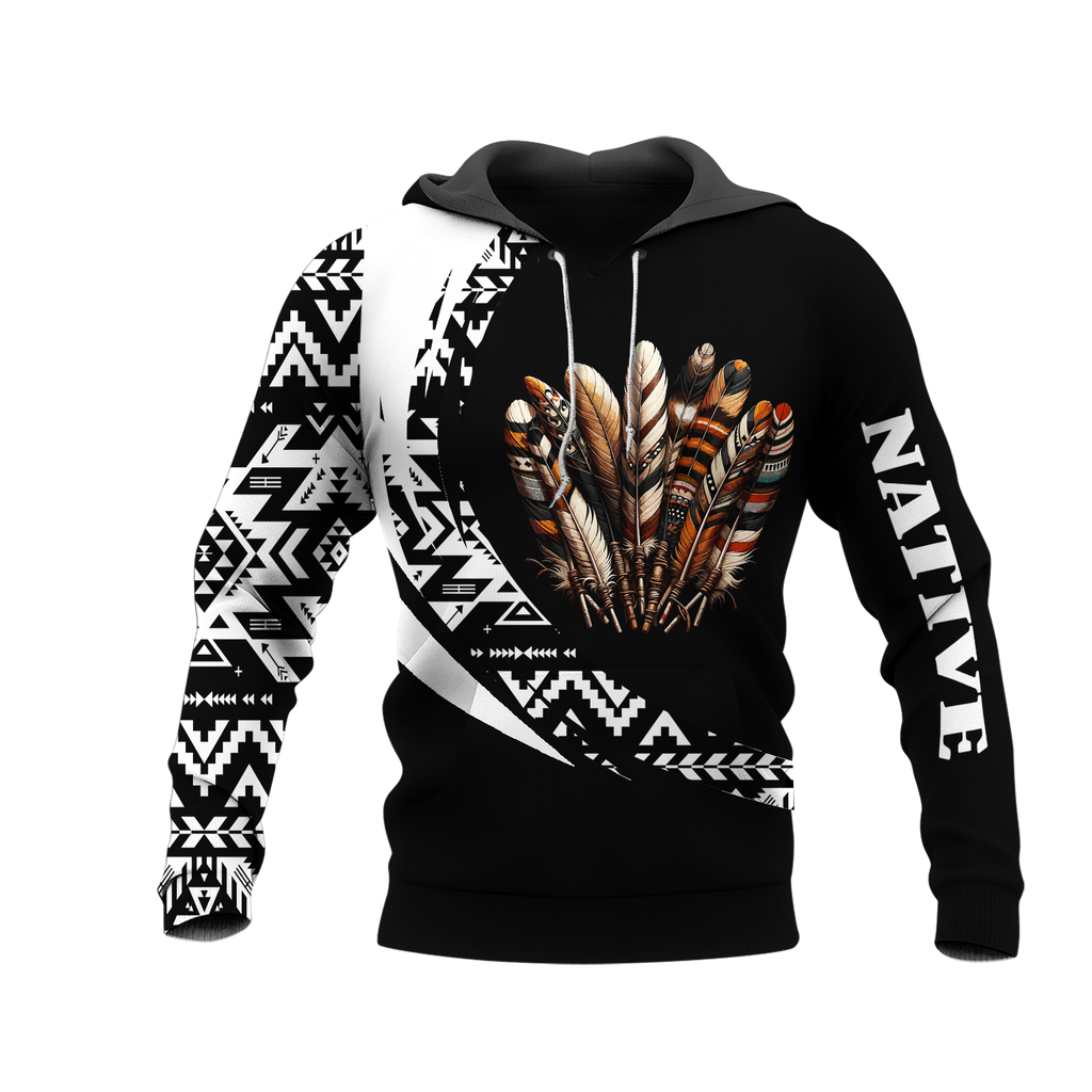 HD0012938 Feather Native American Pride 3D Hoodie