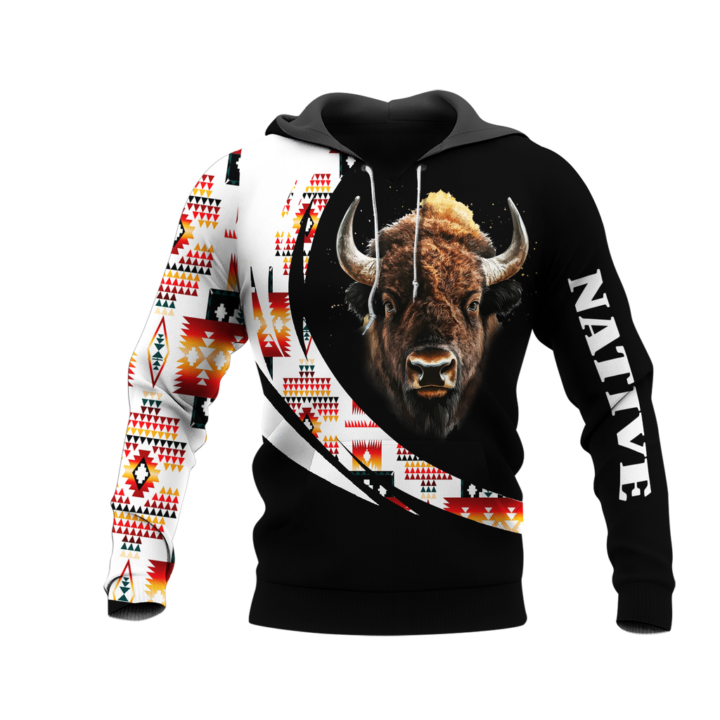 HD0012944 Tribal Bison Native American Pride 3D Hoodie