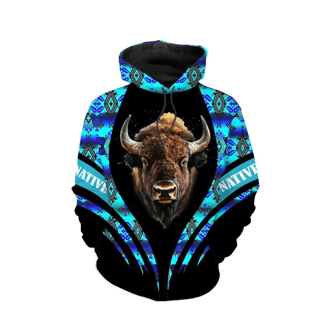 HD0012956 Tribal Bison Native American Pride 3D Hoodie