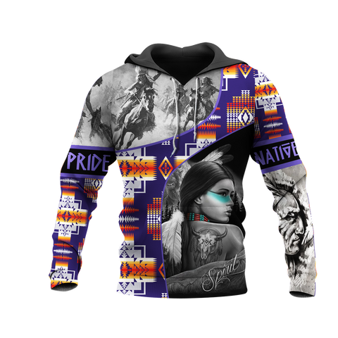 HD0013029  Girl & Chief Native American Pride 3D Hoodie