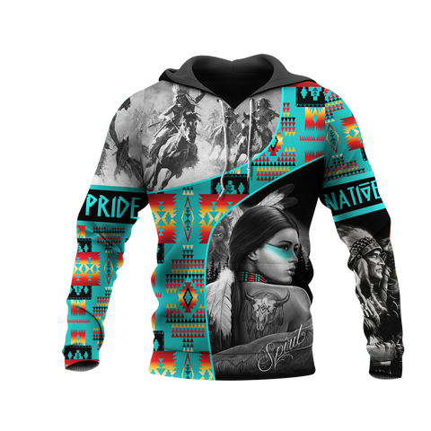 HD0013030  Girl & Chief Native American Pride 3D Hoodie