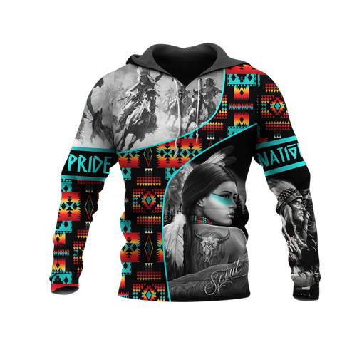 HD0013031  Girl & Chief Native American Pride 3D Hoodie