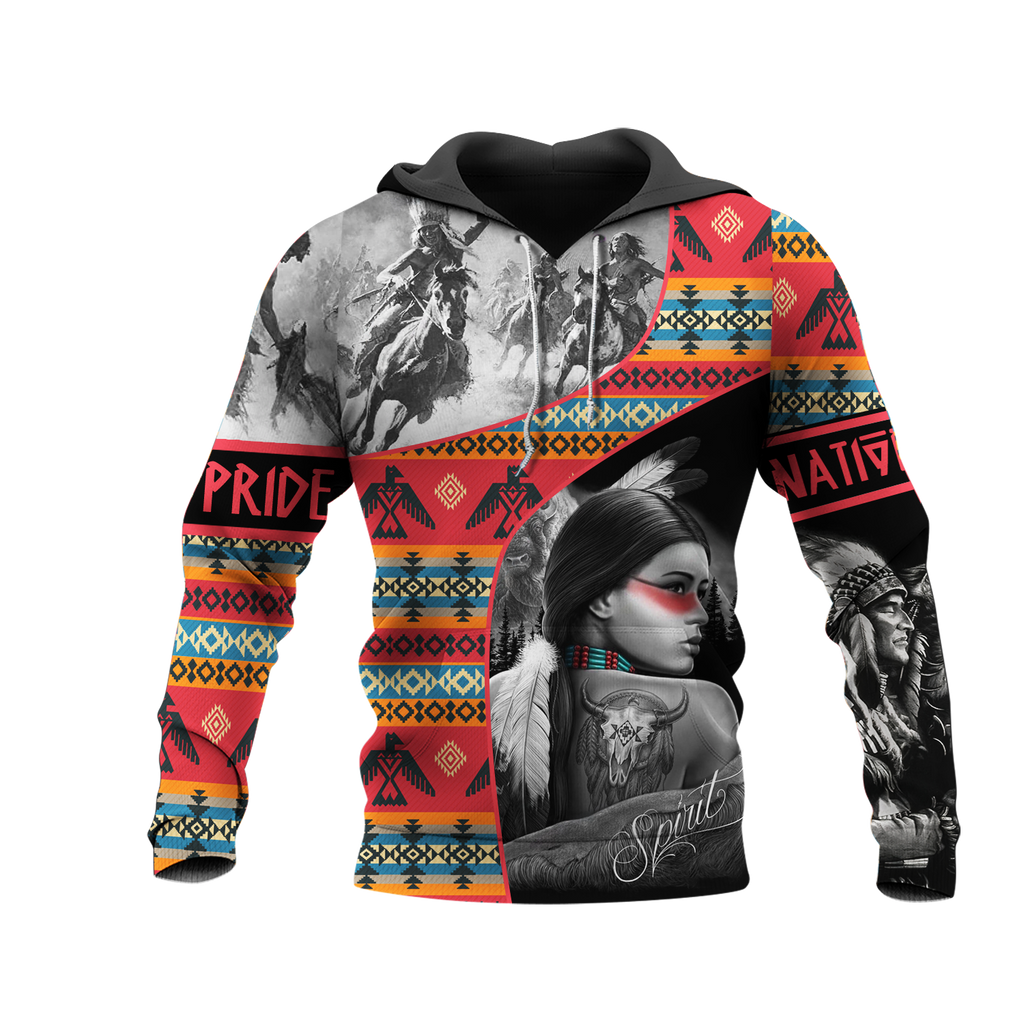 HD0013032  Girl & Chief Native American Pride 3D Hoodie