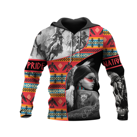 HD0013032  Girl & Chief Native American Pride 3D Hoodie