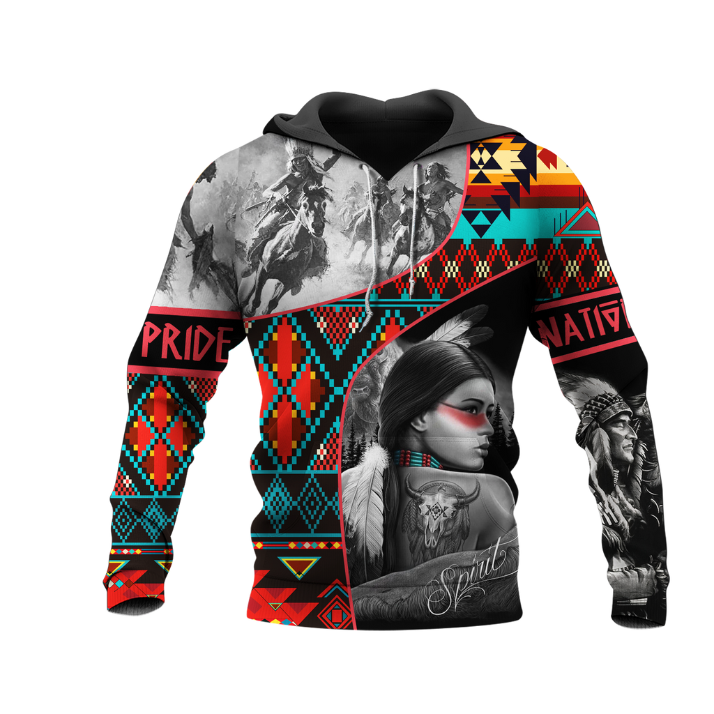 HD0013033  Girl & Chief Native American Pride 3D Hoodie