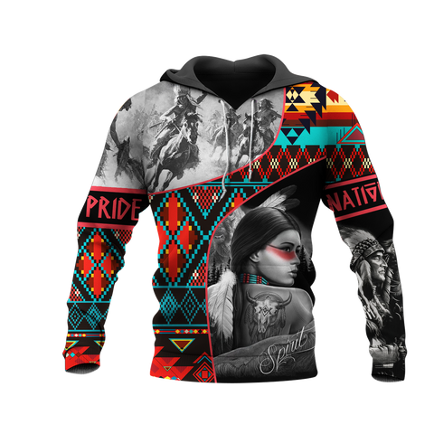 HD0013033  Girl & Chief Native American Pride 3D Hoodie